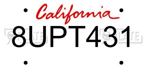 8UPT431 California License Plate