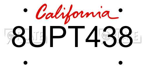 8UPT438 California License Plate