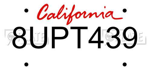 8UPT439 California License Plate