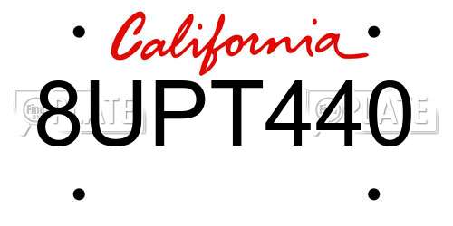 8UPT440 California License Plate