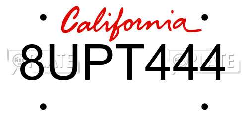 8UPT444 California License Plate