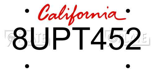 8UPT452 California License Plate