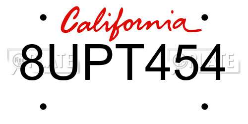 8UPT454 California License Plate