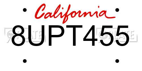 8UPT455 California License Plate