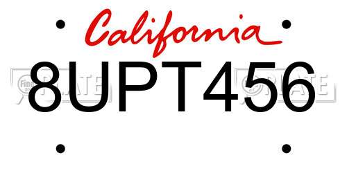 8UPT456 California License Plate