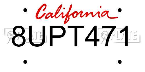 8UPT471 California License Plate