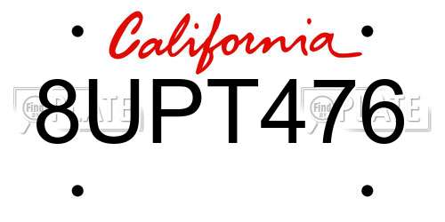 8UPT476 California License Plate