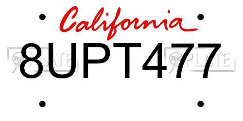 8UPT477 California License Plate