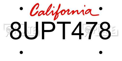 8UPT478 California License Plate