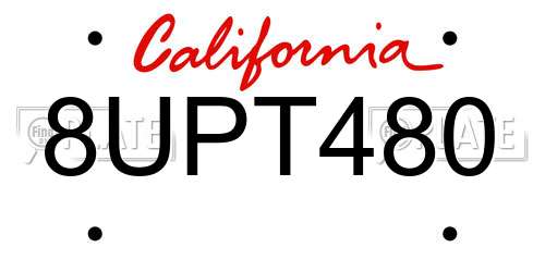 8UPT480 California License Plate