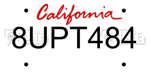 8UPT484 California License Plate