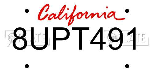 8UPT491 California License Plate