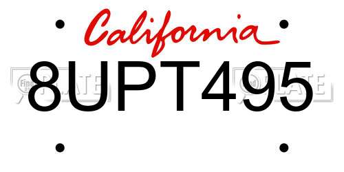 8UPT495 California License Plate