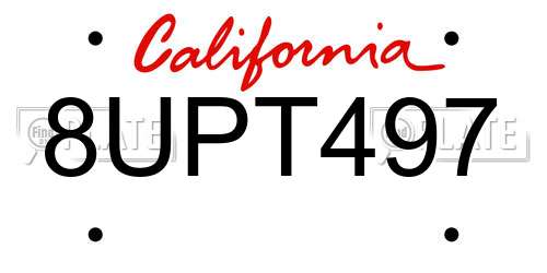 8UPT497 California License Plate
