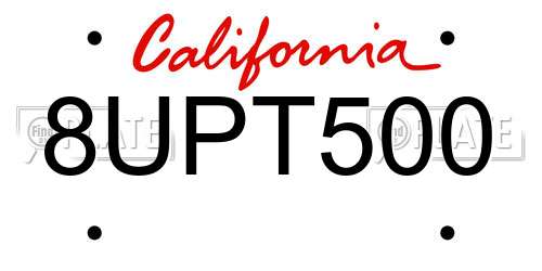 8UPT500 California License Plate