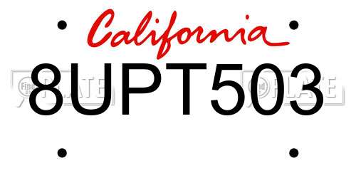 8UPT503 California License Plate