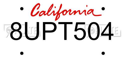 8UPT504 California License Plate