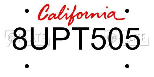 8UPT505 California License Plate