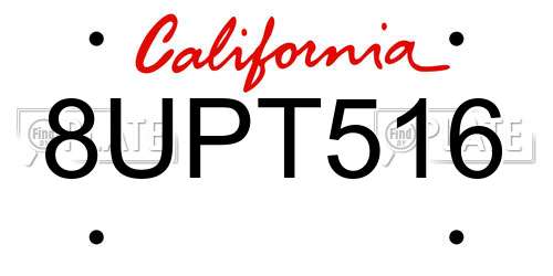 8UPT516 California License Plate