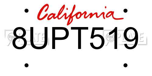 8UPT519 California License Plate