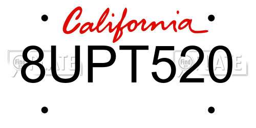 8UPT520 California License Plate