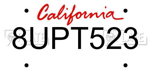 8UPT523 California License Plate