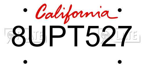8UPT527 California License Plate