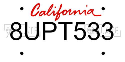 8UPT533 California License Plate