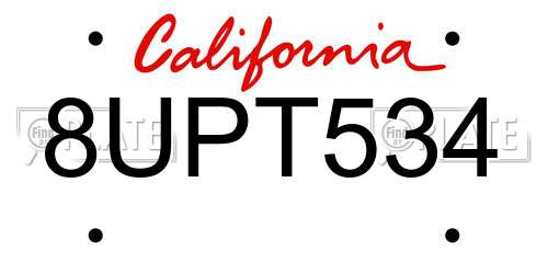 8UPT534 California License Plate