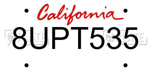 8UPT535 California License Plate