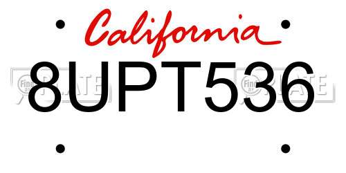 8UPT536 California License Plate