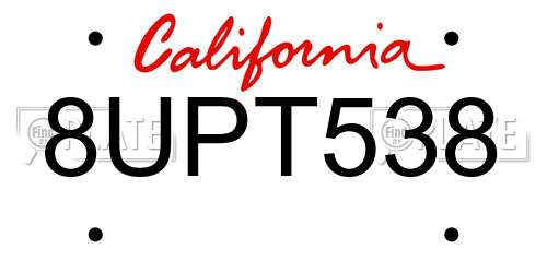 8UPT538 California License Plate