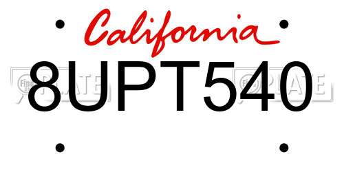 8UPT540 California License Plate