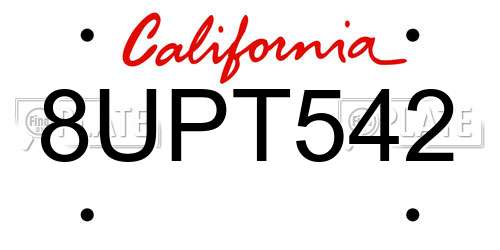 8UPT542 California License Plate