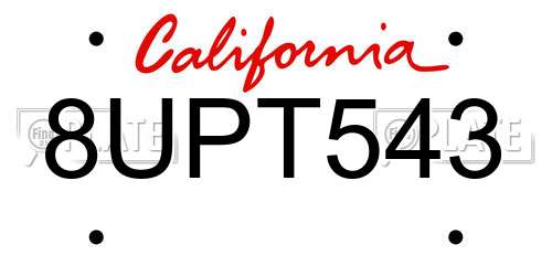 8UPT543 California License Plate