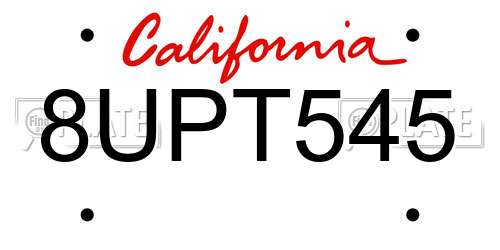 8UPT545 California License Plate