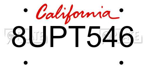 8UPT546 California License Plate