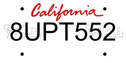 8UPT552 California License Plate