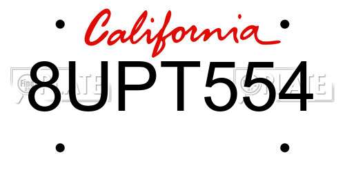 8UPT554 California License Plate