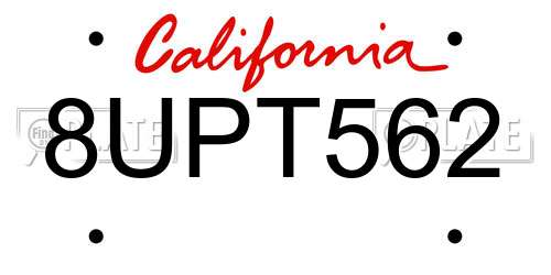 8UPT562 California License Plate