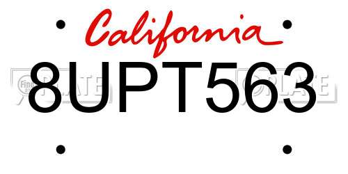 8UPT563 California License Plate