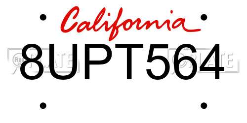 8UPT564 California License Plate