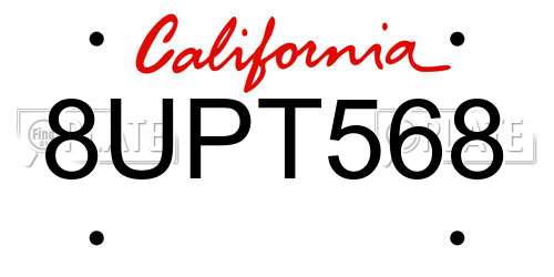 8UPT568 California License Plate