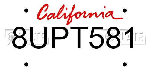 8UPT581 California License Plate
