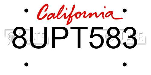 8UPT583 California License Plate