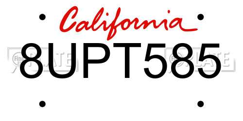 8UPT585 California License Plate