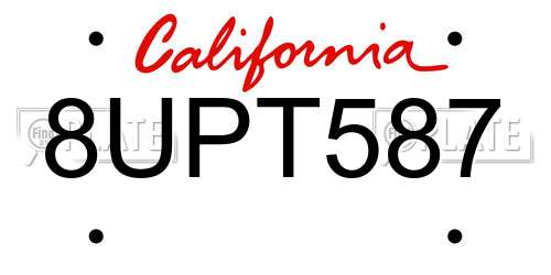 8UPT587 California License Plate