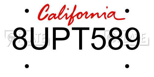 8UPT589 California License Plate