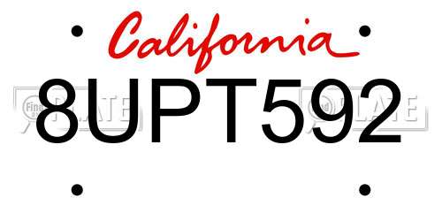 8UPT592 California License Plate
