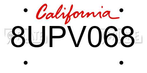8UPV068 California License Plate